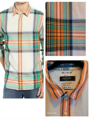 Scotch & Soda Men's Multicolor Plaid Cotton Flannel Shirt - Size XXL
